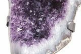 Amethyst Geode with Metal Stand - Dark Purple Crystals #209235-11